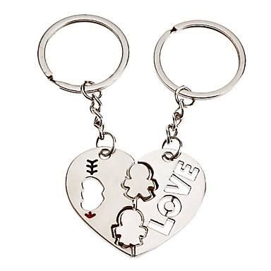 1 par de Alumínio Coração Chaveiro Casal Forma COD.:008